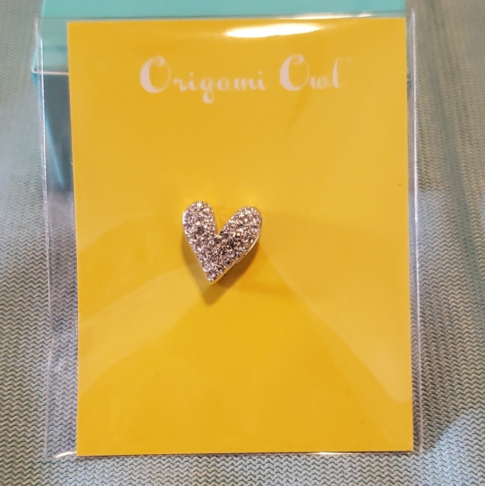 Authentic Origami Owl Silver Pave Heart Slider